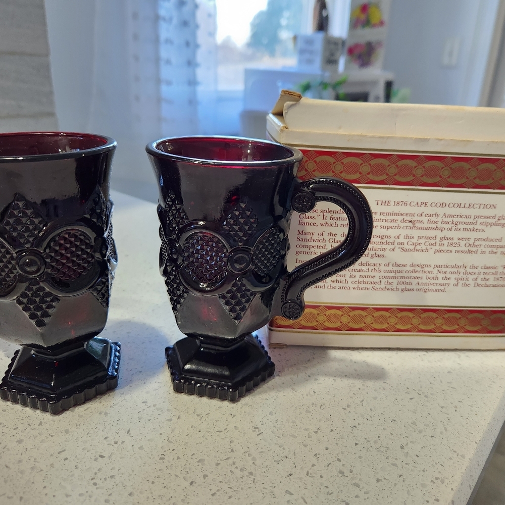 NEW Vintage "Cape Cod Ruby" Mugs EUC by Avon set of 4 . - Picture 4 of 7